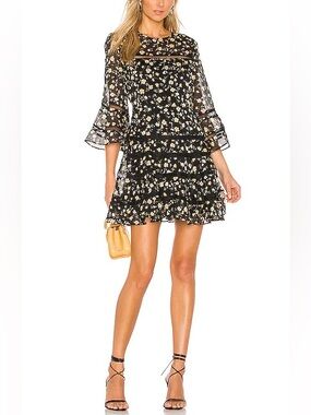 37 Bardot Poppy Trim Dress in Monica Floral Yellow